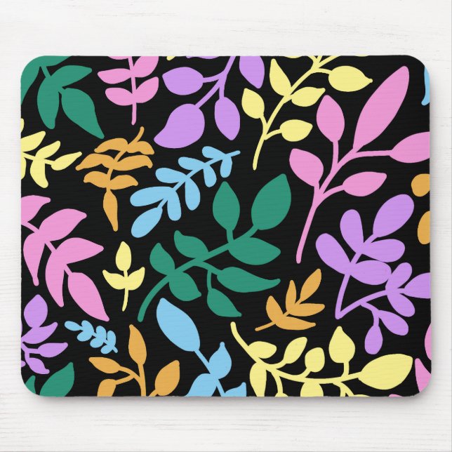 Mousepad Colorful foliage in black background (Frente)