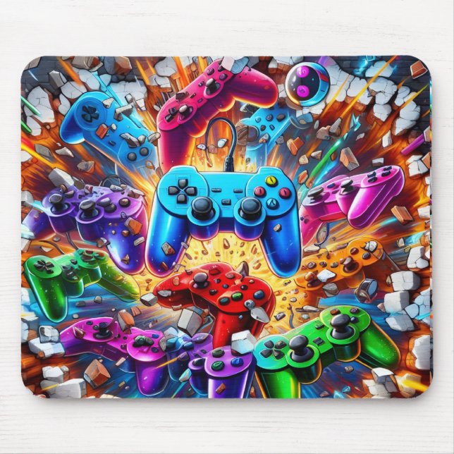 Mousepad Colorful Neon Joysticks Pattern (Frente)