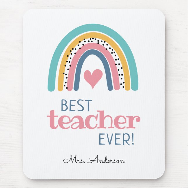 Mousepad Colorful Rainbow Best Teacher Ever Tote Bag (Frente)
