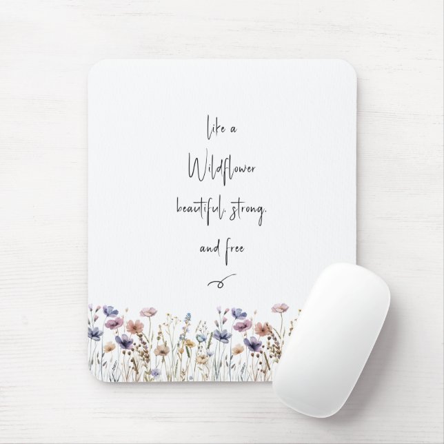 Mousepad Colorida Aquarela Flor Silvestre (Com mouse)