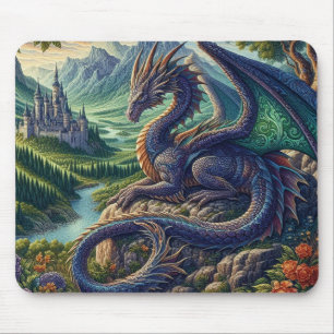 Mousepad Colorida, castelo Dragão Medieval