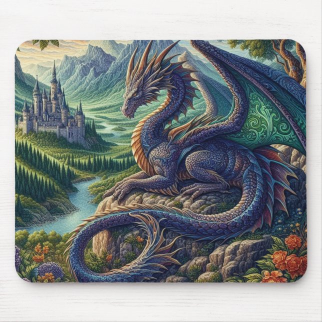 Mousepad Colorida, castelo Dragão Medieval (Frente)