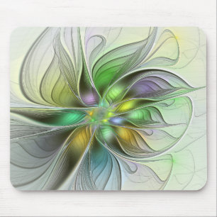 Mousepad Colorida Fantasy Flor Moderno Abstrato Fractal