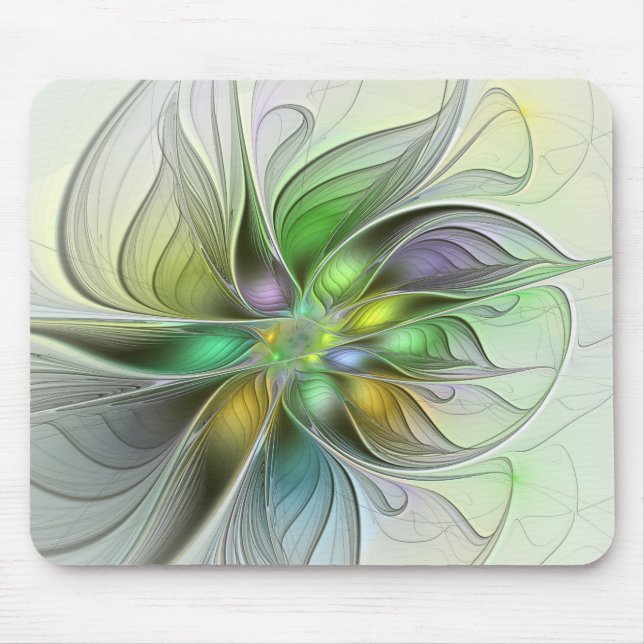 Mousepad Colorida Fantasy Flor Moderno Abstrato Fractal (Frente)