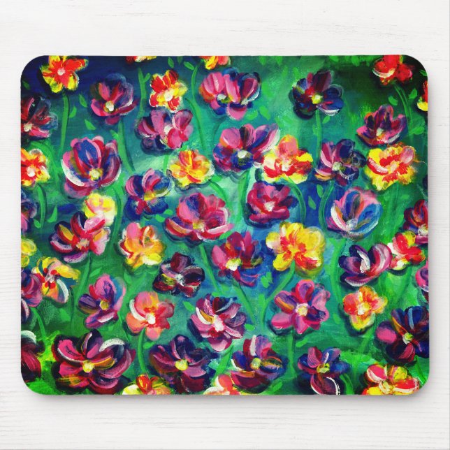 Mousepad Colorida Feliz Pequenas Flores Original (Frente)