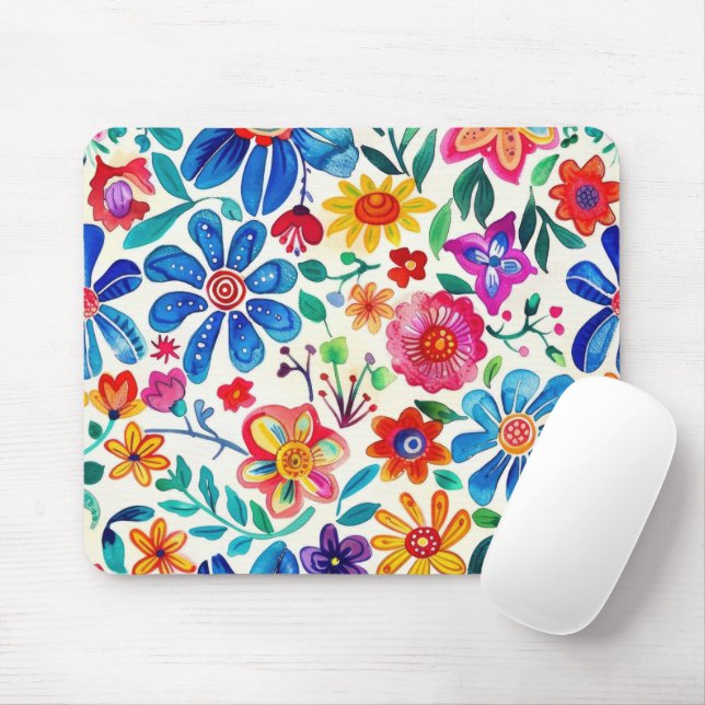 Mousepad Colorida Flores Mexicanas (Com mouse)