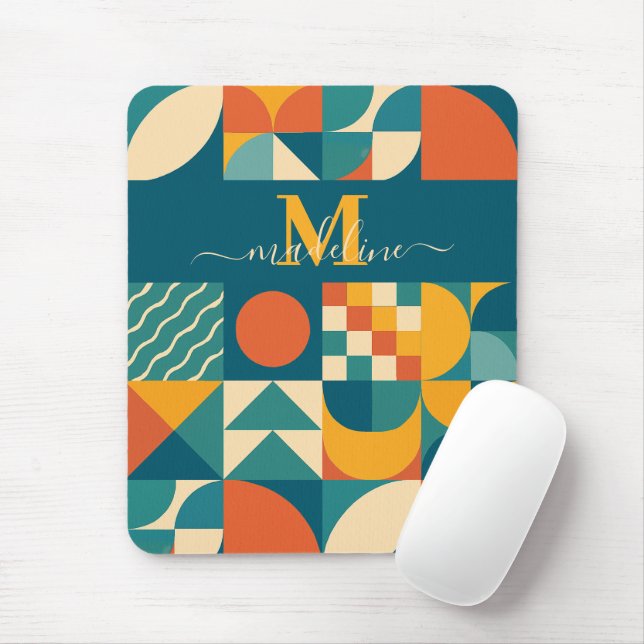 Mousepad Colorida Geométrica Retroativa Personalizada (Com mouse)