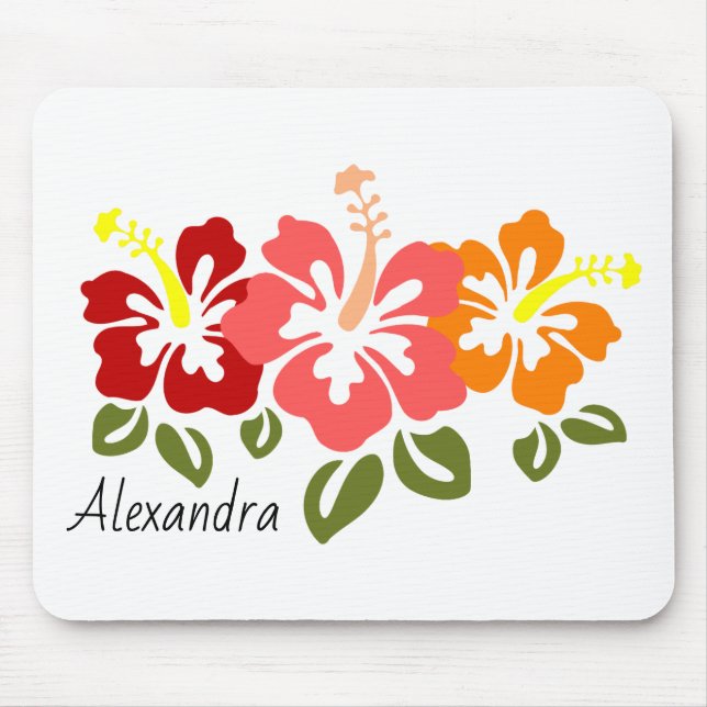 Mousepad Colorida Hibiscus Trio Personalizada (Frente)