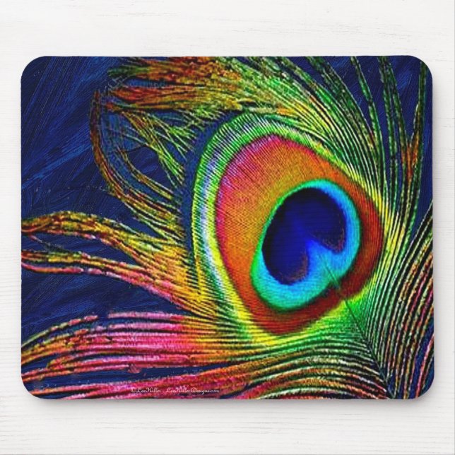 Mousepad Colorida Peacock Feather Impressão (Frente)