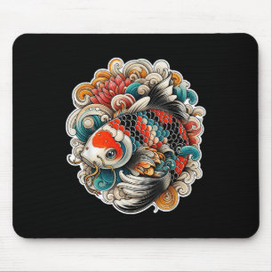 Mousepad Colorida Tatuagem de Peixe Koi Design Arte Japones