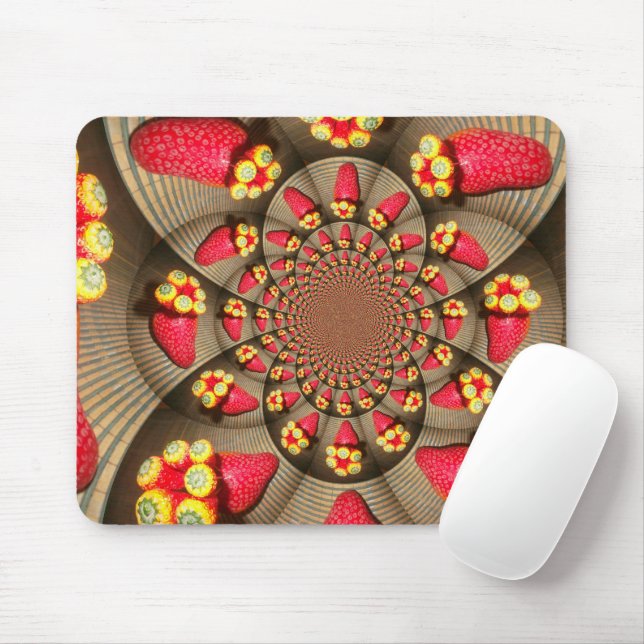 Mousepad Colorida Vermelha: Caleidoscópio de Morango (Com mouse)