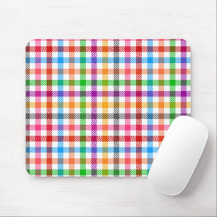 Mousepad Colorido Design de Xadrez de Arco-Íris - Branco