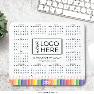 Mousepad Colorido Rato de Calendário Escolar 2027 com Logot