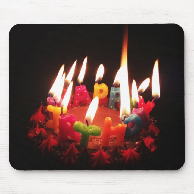 Mousepad Colorido, "velas do feliz aniversario" de LitC, (Frente)
