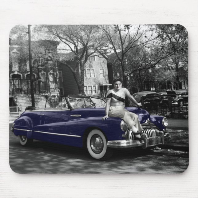 Mousepad Colorsplash Woman 1950's Buick Roadmaster Car Auto (Frente)