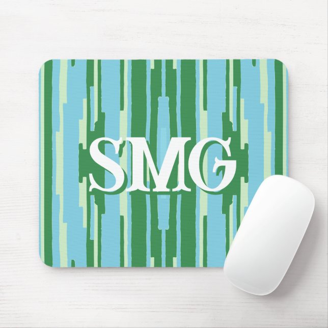 Mousepad Colorstack Ikat em Verde + Aqua Personalizado (Com mouse)