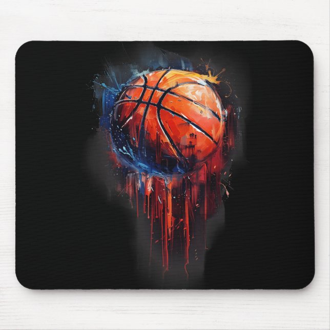 Mousepad Coluna de Aquarela de Hoop Hoop, de basquetebol Tr (Frente)
