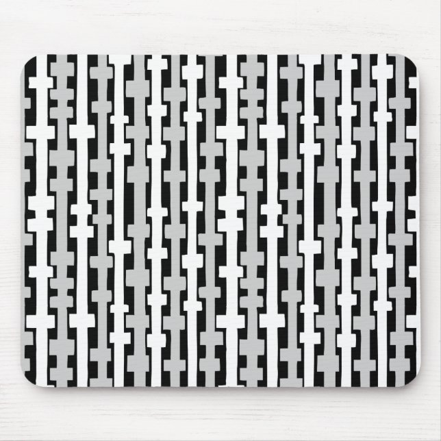 Mousepad Colunas abstrato - Branco e Cinza em preto (Frente)
