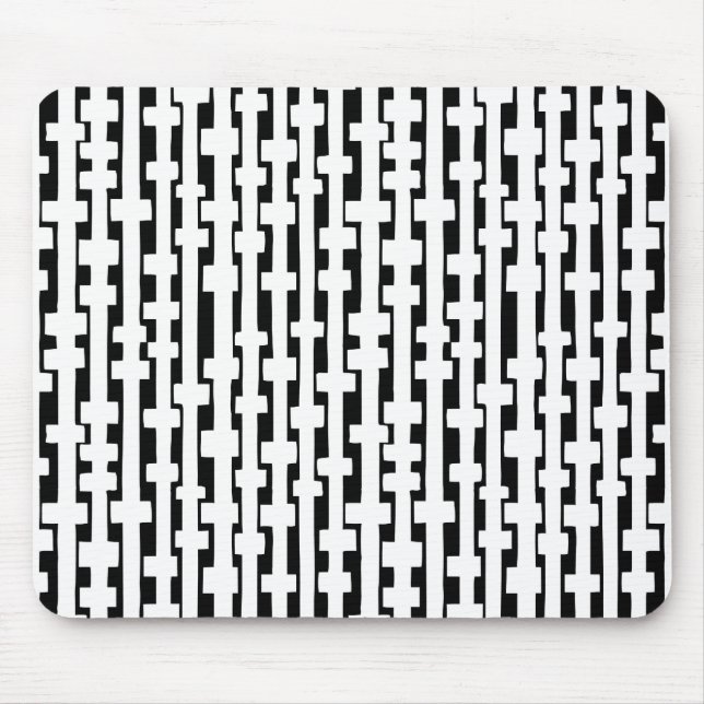 Mousepad Colunas abstrato - Branco em Preto (Frente)