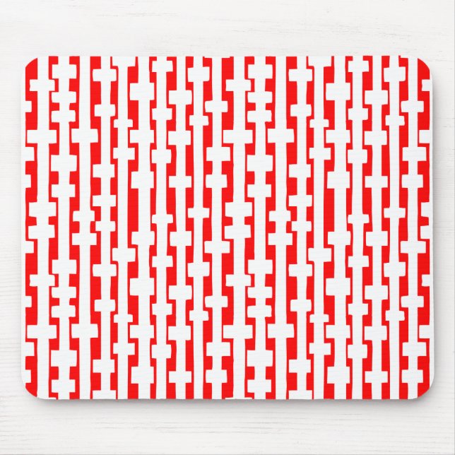 Mousepad Colunas abstrato - Branco em Vermelho (Frente)