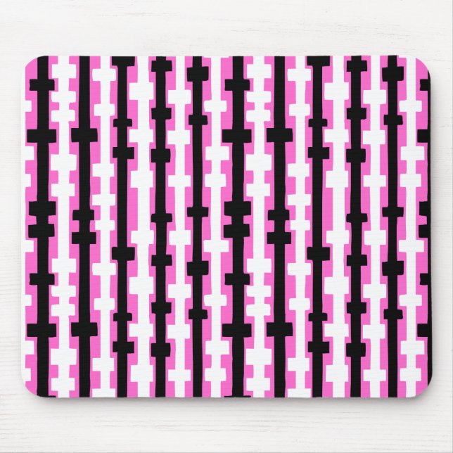 Mousepad Colunas abstrato - Preto e Branco a Rosa (Frente)