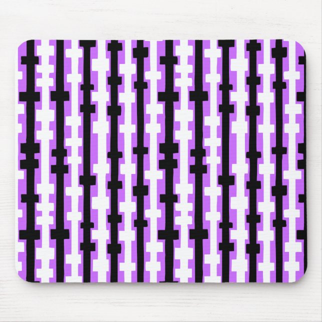 Mousepad Colunas abstrato - Preto e Branco em Roxo (Frente)