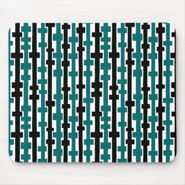 Mousepad Colunas abstrato - Verde e Preto em Branco (Frente)