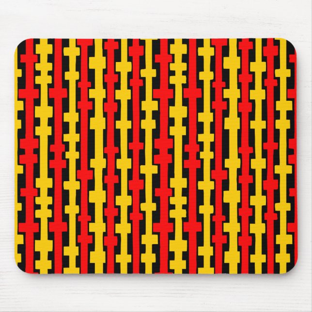 Mousepad Colunas abstrato - Vermelho e âmbar em preto (Frente)