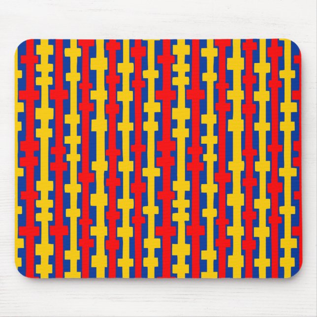 Mousepad Colunas abstrato - Vermelho e âmbar no Marinho (Frente)