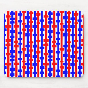 Mousepad Colunas abstrato - Vermelho e Azul em Branco