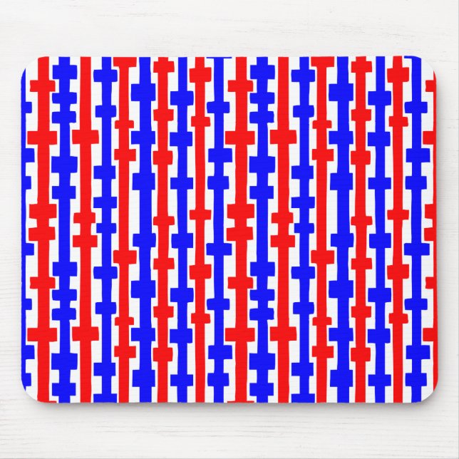 Mousepad Colunas abstrato - Vermelho e Azul em Branco (Frente)