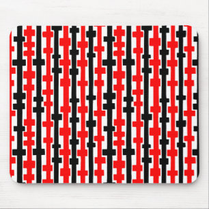 Mousepad Colunas abstrato - Vermelho e Preto em Branco