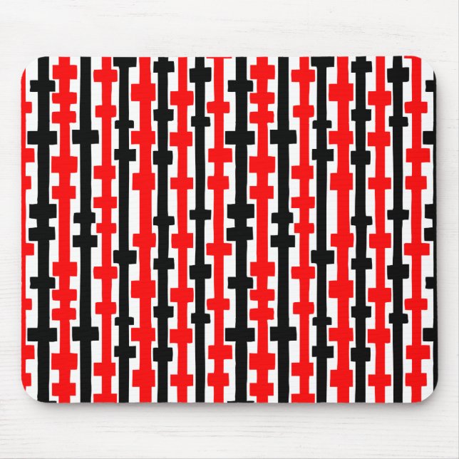 Mousepad Colunas abstrato - Vermelho e Preto em Branco (Frente)