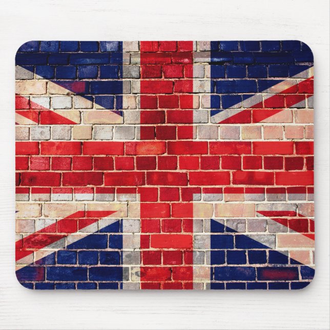mousepad com a bandeira do Reino Unido numa parede (Frente)