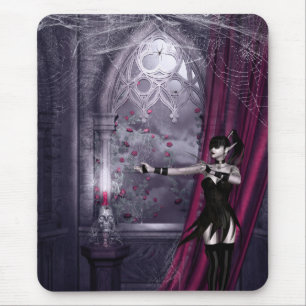 Mousepad com a menina gótico da fantasia na sala