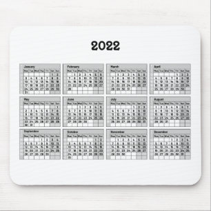 Mousepad com calendário e numeração semanal 2022 - Mouse Pa
