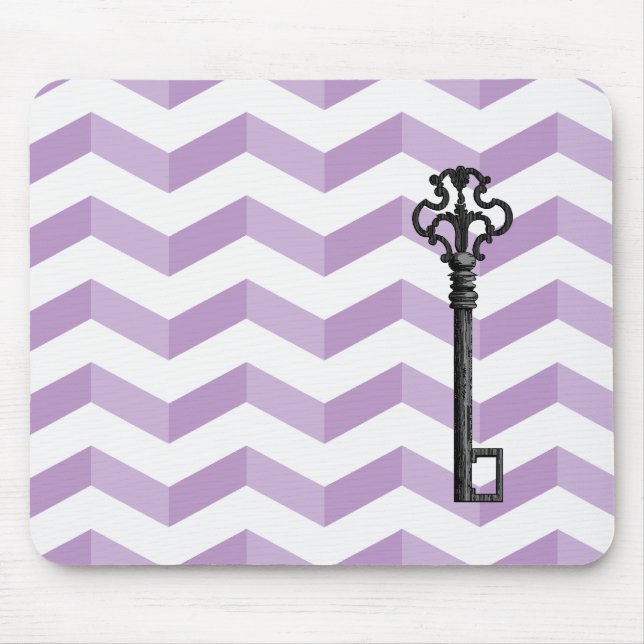 Mousepad com Chevron 3D Violeta e Chave Antiga (Frente)