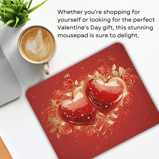 Mousepad com Desenho de Copas 3-D Vermelho e Doura (Criador carregado)