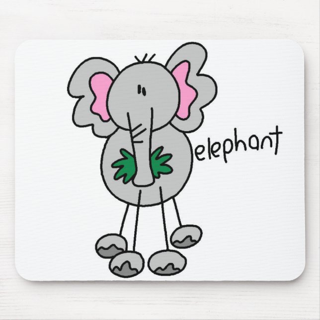 Mousepad com desenho de elefante em palitinhos (Frente)