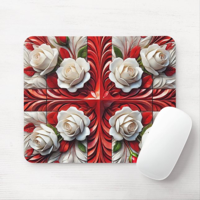 Mousepad com Design de Rosas Inglês (Com mouse)