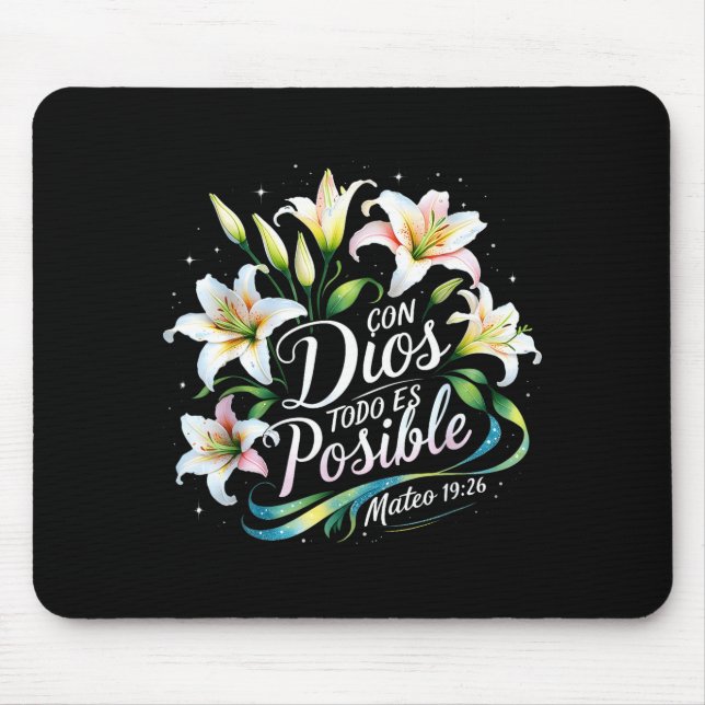 Mousepad Com Deus Tudo É Possível Mateus 19_26 Presente  (Frente)
