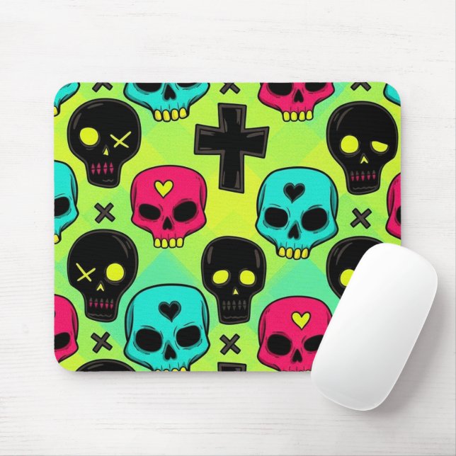 Mousepad com Estampa de Caveira (Com mouse)