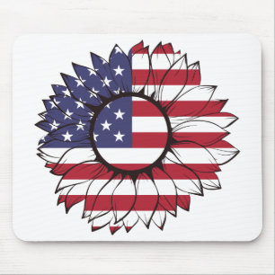 Mousepad com EUA embandeira o girassol, 4o de