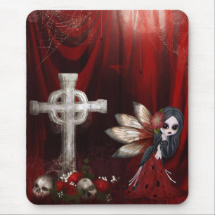 Mousepad com fada, cruz, crânios & rosas do góti