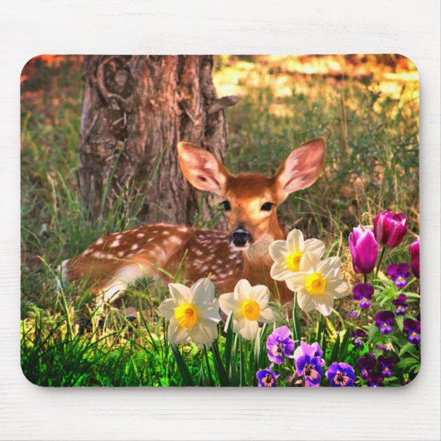 Mousepad com Filhote de Veado na Floresta com Tuli (Frente)