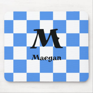 Mousepad com Fundo de Padrão Xadrez Azul