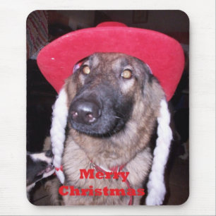 Mousepad Com German shepherd No Chapéu De Natal