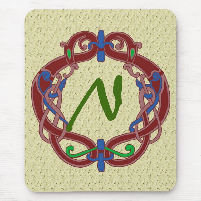 Mousepad com iniciais monogramadas de design celta (Frente)