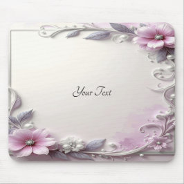 Mousepad com Moldura Floral Rosa