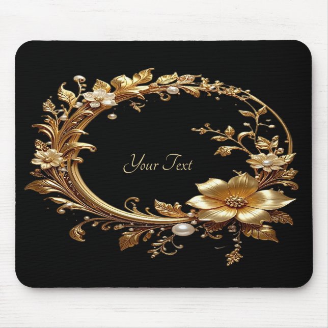Mousepad com Moldura Ornata Floral Dourada (Frente)